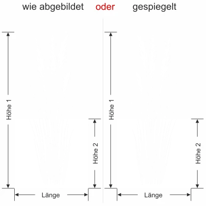 Glastür Sichtschutzfolie Grashalme - Ansicht Ausrichtung mit Farbauswahl und Anleitung zur Größenberechnung - Vorschlag 1