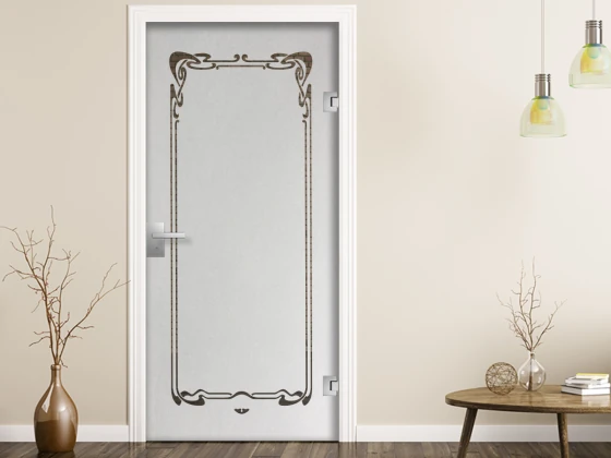 Glastür Sichtschutzfolie Jugendstil Rahmen