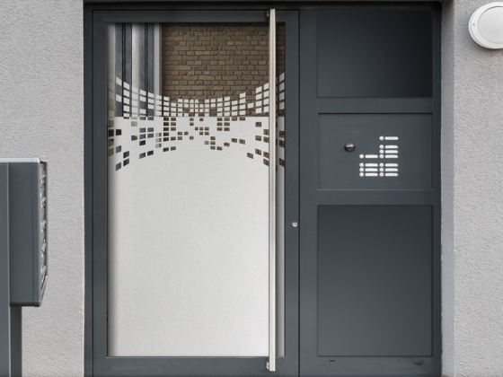 Preview: Glastür Sichtschutzfolie Kachelraster