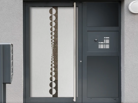 Glastür Sichtschutzfolie Kreisdesign auf Haustür
