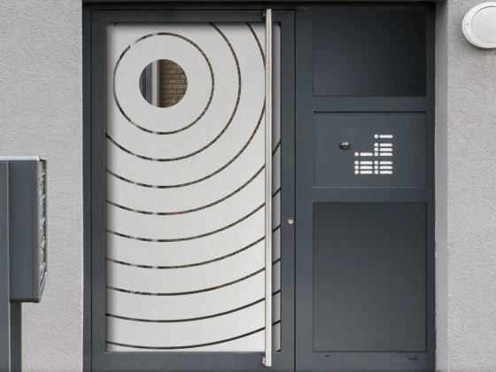 Glastür Sichtschutzfolie Linienkreise auf Haustür