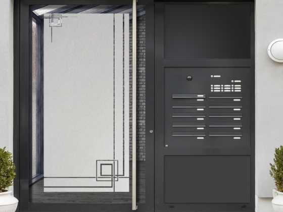 Preview: Glasdekorfolie Modern Art Déco auf Eingangstür