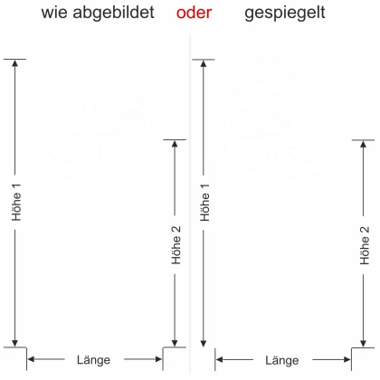 Glastür Sichtschutzfolie Om Zeichen - Ansicht Ausrichtung und Farbauswahl - Vorschlag 1