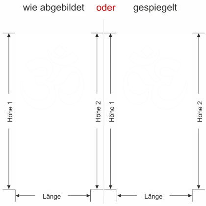 Glastür Sichtschutzfolie Om Zeichen - Ansicht Ausrichtung und Farbauswahl - Vorschlag 2
