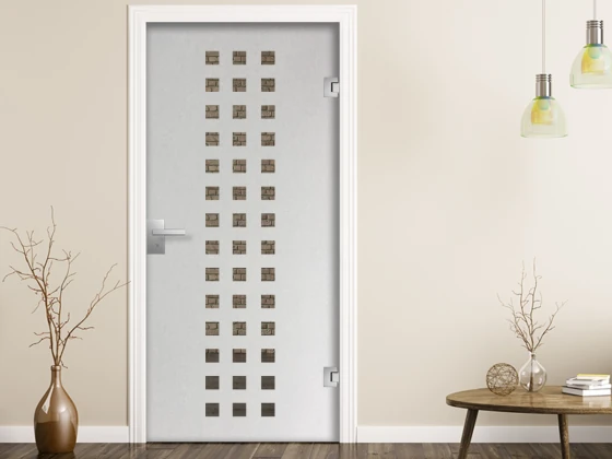 Fensterfolie anbringen Geschäft Quadrate