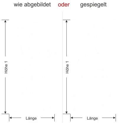 Glastür Sichtschutzfolie Retrodekor - Ansicht Ausrichtung und Farbauswahl