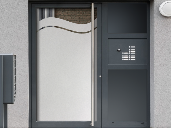 Preview: Glastür Sichtschutzfolie Welle mit Streifen