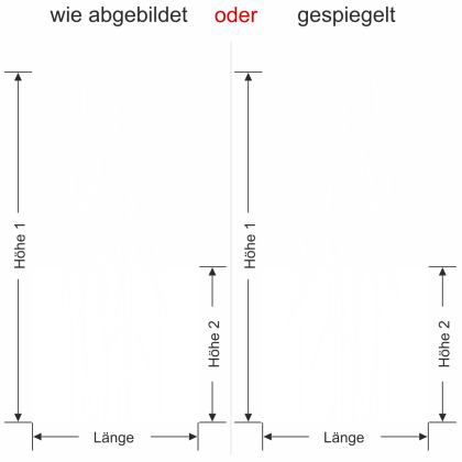 Preview: Glastür Sichtschutzfolie Wildgräser - Ansicht Ausrichtung mit Farbauswahl und Anleitung zur Größenberechnung - Vorschlag 1