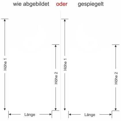 Glastür Sichtschutzfolie Yin & Yang - Ansicht Ausrichtung und Farbauswahl - Vorschlag 1