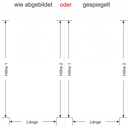 Preview: Glastür Sichtschutzfolie Yin & Yang - Ansicht Ausrichtung und Farbauswahl - Vorschlag 2