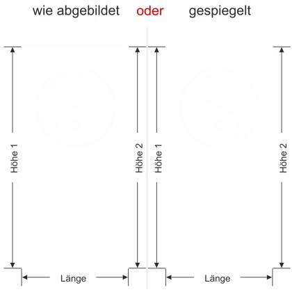 Glastür Sichtschutzfolie Yin & Yang - Ansicht Ausrichtung und Farbauswahl - Vorschlag 2