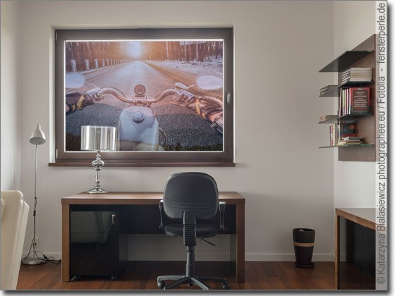 Preview: Transparente Fotofolie Motorrad im Sonnenuntergang