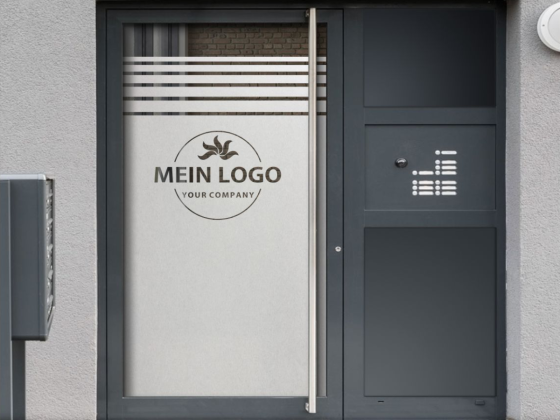 Preview: Eigenes Logo als Sichtschutzfolie mit Streifen