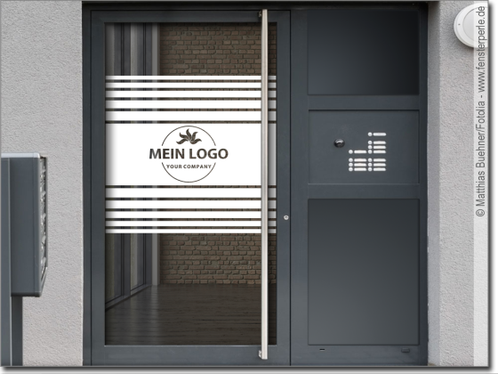 Preview: Logo als Sichtschutzfolie mit Streifen auf Eingangstür - Ansicht Farbauswahl