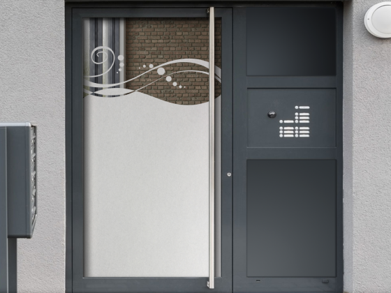 Preview: Milchglasfolie Design Welle auf Eingangstür