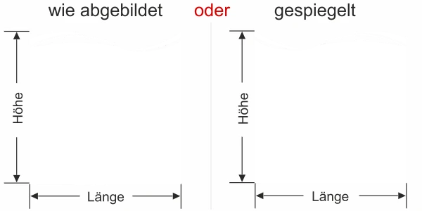 Milchglasfolie Elegante Welle - Ansicht Farbauswahl, Ausrichtung und Anleitung zur Größenberechnung