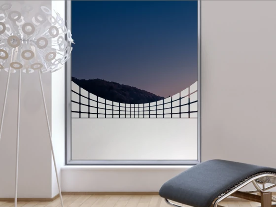 Milchglasfolie als Sichtschutz mit Form aus Quadraten