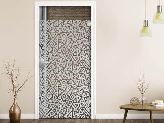 Preview: Milchglasfolie Formenspiel auf Zimmertür