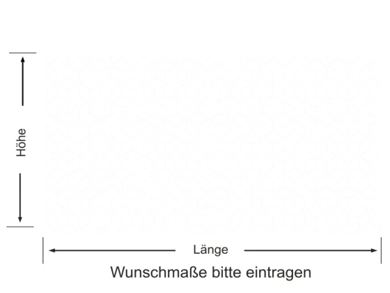Milchglasfolie Geometrische Würfel  - Ansicht Farbauswahl und Anleitung zur Größenberechnung