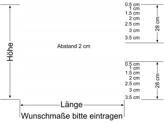 Milchglasfolie Gestreift 28/2 - Ansicht Farbauswahl und Anleitung zur Größenberechnung