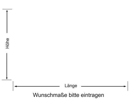 Preview: Milchglasfolie Griechische Bordüre - Ansicht Farbauswahl und Anleitung zur Größenberechnung