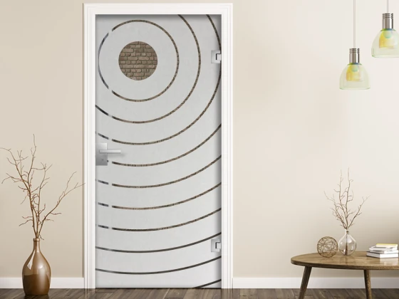 Milchglasfolie Linienkreise auf Zimmertür