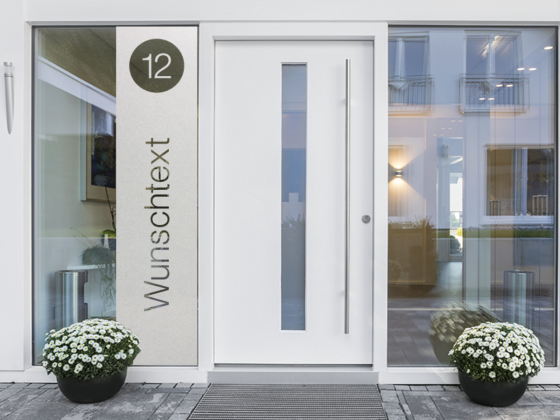 Preview: Milchglasfolie mit Hausnummer und Wunschtext