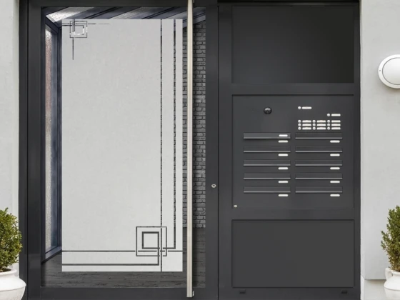 Milchglasfolie Modern Art Déco auf Eingangstür