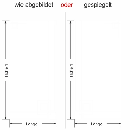 Milchglasfolie Modern Art Déco - Ansicht Farbauswahl, Ausrichtung und Anleitung zur Größenberechnung
