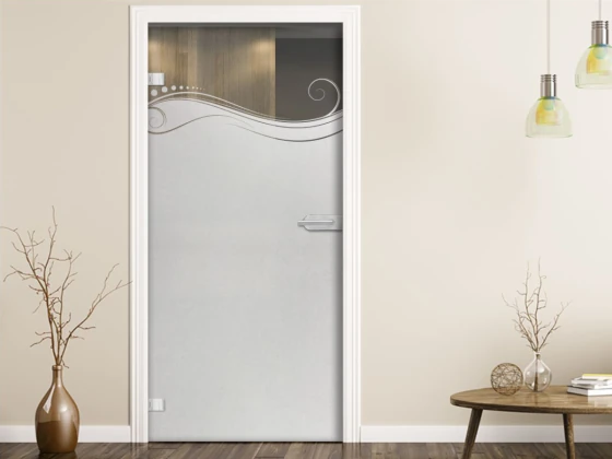 Milchglasfolie Ornament Welle auf Zimmertür