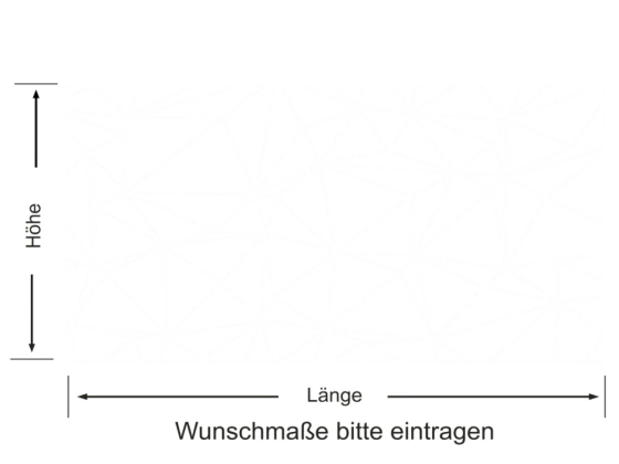 Milchglasfolie Polygone - Ansicht Farbauswahl und Anleitung zur Größenberechnung
