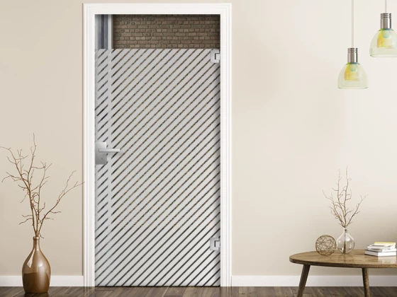 Milchglasfolie Schrägstreifen auf Zimmertür