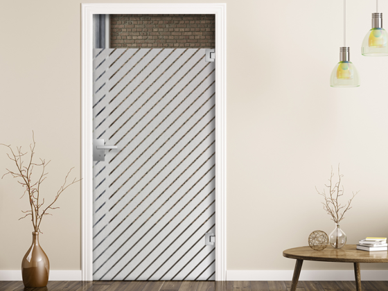 Preview: Milchglasfolie Schrägstreifen auf Zimmertür