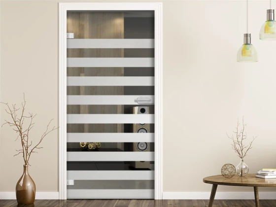 Milchglasfolie Streifen 10/10 auf Zimmertür