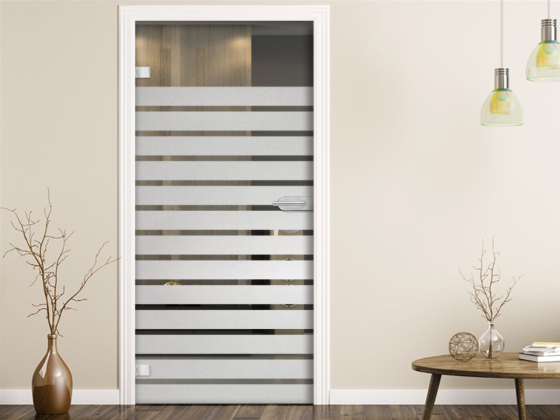 Preview: Milchglasfolie Streifen 10/3 auf Zimmertür