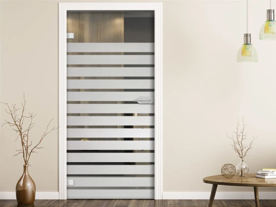 Milchglasfolie Streifen 10/3 auf Zimmertür