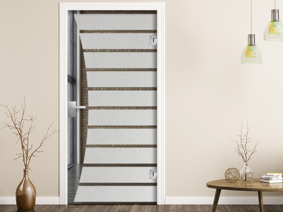 Preview: Milchglasfolie Streifenbogen auf Zimmertür