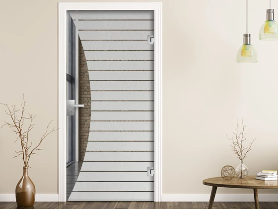 Milchglasfolie Streifenbogen auf Zimmertür