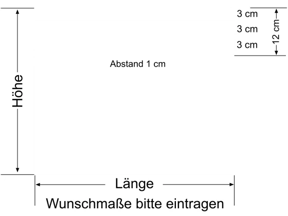 Milchglasfolie Streifenverlauf 12/1 - Ansicht Farbauswahl und Anleitung zur Größenberechnung