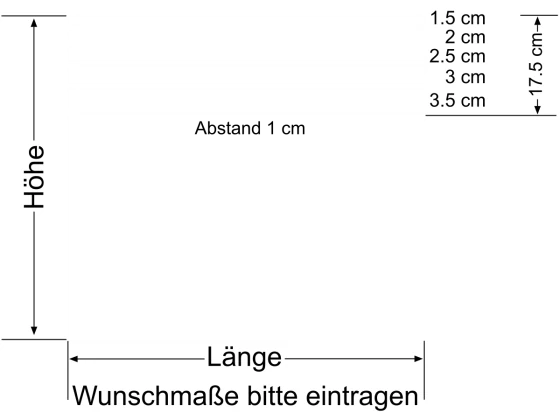 Milchglasfolie Streifen Verlauf 17,5/1 - Ansicht Farbauswahl und Anleitung zur Größenberechnung