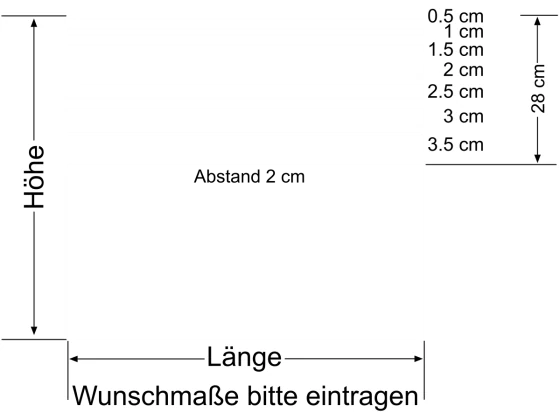 Milchglasfolie Streifen Verlauf 28/2 - Ansicht Farbauswahl und Anleitung zur Größenberechnung