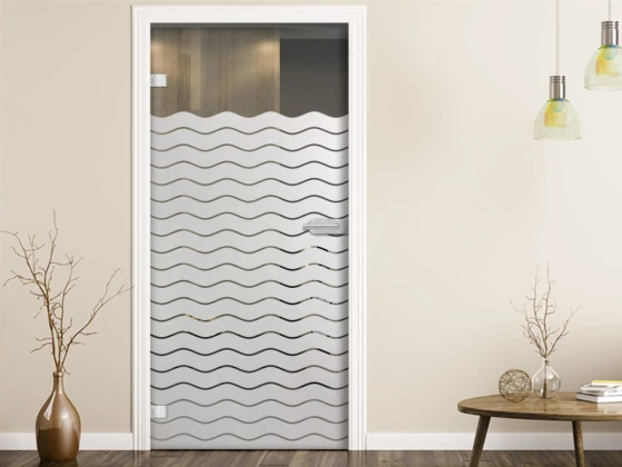 Milchglasfolie Wellen 10/1 auf Zimmertür