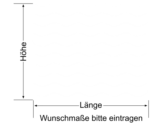 Milchglasfolie Wellen 10/1 - Ansicht Farbauswahl und Anleitung zur Größenberechnung