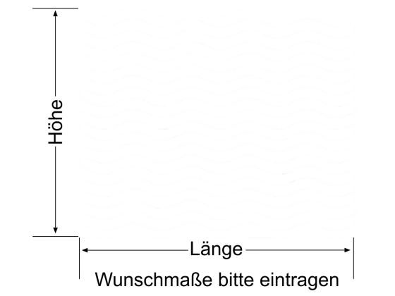 Milchglasfolie Wellen 5/0,5 - Ansicht Farbauswahl und Anleitung zur Größenberechnung