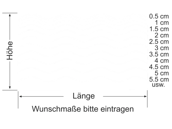 Milchglasfolie Wellen Verlauf - Ansicht Farbauswahl und Anleitung zur Größenberechnung
