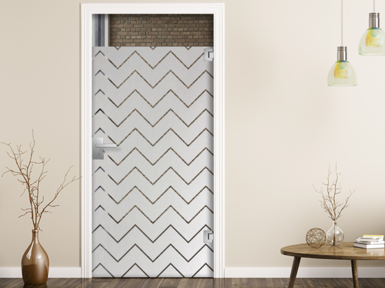 Preview: Milchglasfolie Zickzackmuster auf Zimmertür