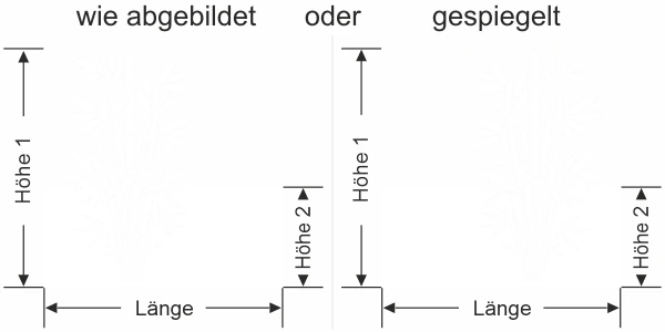 Sichtschutz Fensterfolie Bambusstrauch - Ansicht Ausrichtung mit Farbauswahl und Anleitung zur Größenberechnung - Vorschlag 1