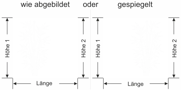 Sichtschutz Fensterfolie Bambusstrauch - Ansicht Ausrichtung mit Farbauswahl und Anleitung zur Größenberechnung - Vorschlag 2