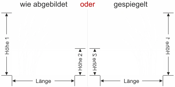 Sichtschutz Fensterfolie Windbewegte Gräser - Ansicht Ausrichtung mit Farbauswahl und Anleitung zur Größenberechnung - Vorschlag 1