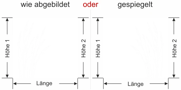 Sichtschutz Fensterfolie Windbewegte Gräser - Ansicht Ausrichtung mit Farbauswahl und Anleitung zur Größenberechnung - Vorschlag 2